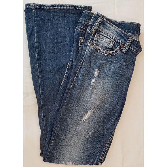 Silver Tuesday Bootcut Distressed Jeans ~ Women's Plus W30 L33 - Picture 4 of 14